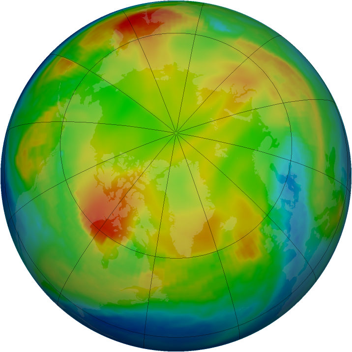 Arctic ozone map for 10 January 1988